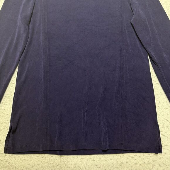 Chico's 0 Women's Small V-Neck Cold Shoulder Purple Long Sleeve Acetate Blouse - Picture 7 of 12